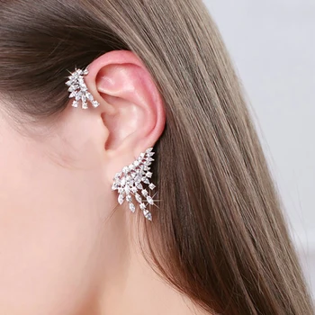Луксозни дамски регулируема цирконий ушни маншет за парти мода Маркиз клип на обеци silver цвят на сватбени декорации AE630