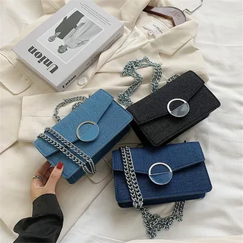 Луксозни дизайнерски дънки малки лоскутные Чанти, дънкови верига crossbody чанта за жени 2020 нова мода ежедневни пътни чанти за рамо