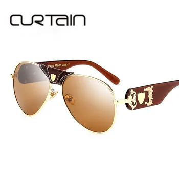 Луксозни маркови дизайнерски дамски огледални слънчеви очила нова мода слънчеви очила кожена метална Декоративна рамка мъжете UV400 нюанси OEM