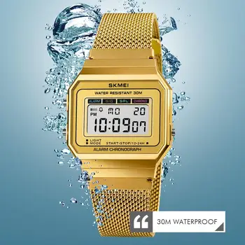 Луксозни мъжки часовници мода жените Цифрови спорт часовници топ марка SKMEI бизнес мрежа каишка на часовник, хронометър водоустойчив часовник