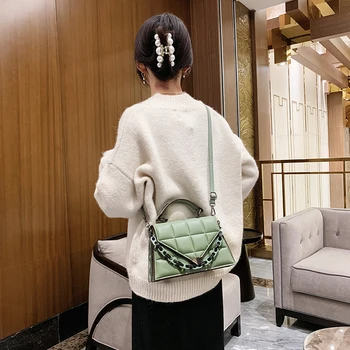 Луксозни Пу кожени чанти жени, малки чанти за рамо дизайнер на дамски верига чанта ежедневни Crossbody чанта за жени