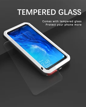 Любовта Мей мощен калъф Huawei P40 pro Lite водоустойчив, устойчив на удари метален алуминиев калъф Huawei P40 Lite & закалено стъкло