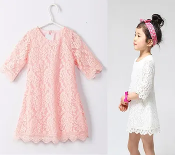 Лято, есен, пролет дантела Принцеса Baby Girls Dress децата бяло розово момиче децата бебе мини пакетче рокли за 1 2 3 4 5 6 години