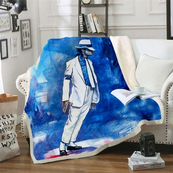 Майкъл Джексън 3d печат Флисовое одеало за легло гъст стеганое одеяло модно покривки Шерпа хвърли едно одеяло пораснали деца 01