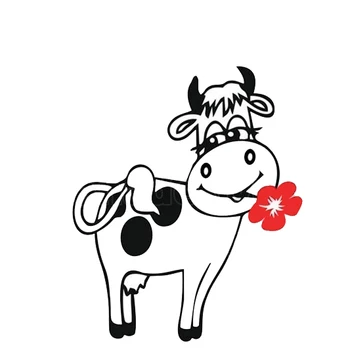 Малката крава с цветя етикети хладилник стикер хладилник декор винил фризера етикети водоустойчив винил подвижна LC1808