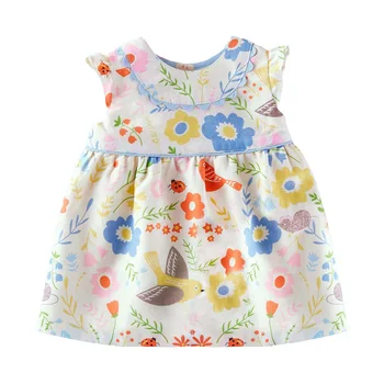 Малко Мэйвен рокля новородените момичета лятна рокля с флорални рокли за момичета дрехи памук ръкави цвете детски рокля на принцеса