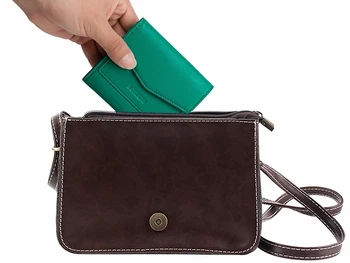Малък кожен портфейл за жени, RFID блокиране на жените на кредитната карта на притежателя на джобен портфейл дамски портфейл