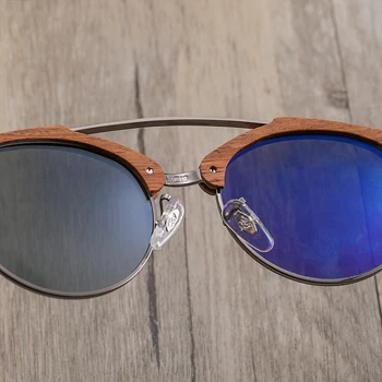 Марка дизайнер мъжете полу-рамки дървени слънчеви очила с поляризирани лещи дамски слънчеви очила пътуване шофиране