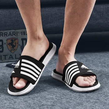 Марка мъжки чехли обувки с високо качество дебела подметка нескользящие мъжки сандали, летни водни обувки пързалки мъжки плажни обувки човек чехли