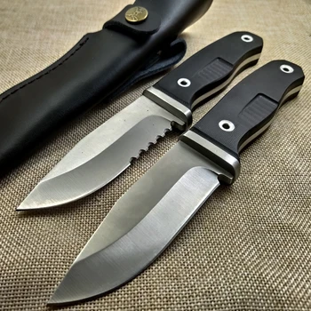 Марката Explore Sports Открито knives ловен нож за оцеляване ATS-34 стомана + дръжка VG10 външни инструменти с кожени ножнами