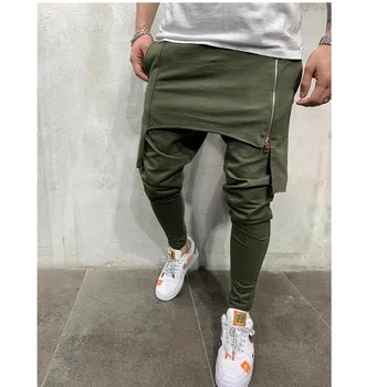 Маркови мъжки тесни панталони мъжете асиметрични пластове панталони за джогинг хип хоп градинска облекло Панталони за джогинг ежедневни панталони с завязкой на съвсем малък