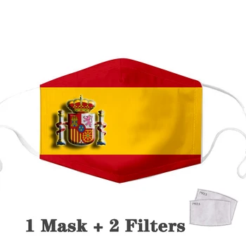 Маска испански флаг 3D Маска на печат черно устата маски за многократна употреба маска моющийся лицето щит Маска анти-прах Испания флаг маска за лице