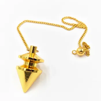 махалото камък Лечебната пирамида рейки мед махалото метален медальон за окачване хром розово злато Модерен веригата