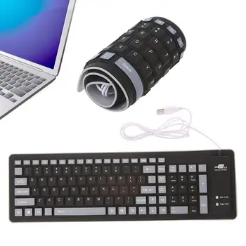 мека и здрава, удобна сензорна сгъваема клавиатура водоустойчива проводна USB клавиатура 103 клавишите Силиконова мека клавиатура