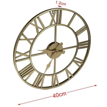 Метал розово злато и мед Римска ажурная тихи стенни часовници Home Decor хол прост дизайн 40 см ретро носталгия стенни часовници