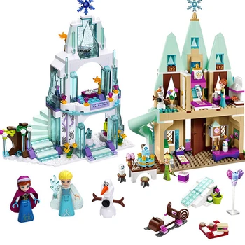 Мечтата на една Принцеса студен замък Елза ледена замъка на Принцеса Анна полагане на строителни блокове, тухли, играчки за деца и Децата