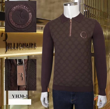Милиардер пуловер телешка кожа за мъже 2020 зима Нов бизнес бродерия голям размер цип високо качество безплатна доставка