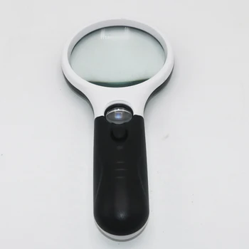 Мини-карманное двойно огледало за четене 3 LED Light 3X&45Ч лупа ръчен обектив микроскоп четене бижута с лупа