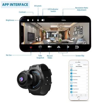 Мини Спортна екшън камера HD1080P WiFi водоустойчив широка линзовая безжична инфрачервена камера за нощно виждане Smart Watch Camera