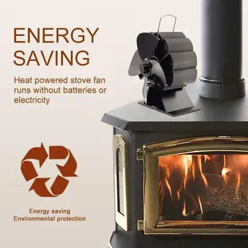 Мини черен вентилатор на фурната 4 диска фен на камината топлинна мощност Галя дърво горелка Еко вентилатор е Тих Дом ефективно разпределение на топлината
