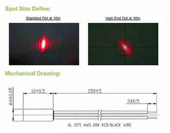Минимален размер на Buit in ПХБ D4x10mm от 650 nm 0.5 mW 1mW 5mW Red Dot Laser Module Industrial Grade APC Driver