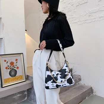 Млечна крава печат дамска чанта Модни дамски чанти франзела форма на женска чанта под мишницата дамска чанта 2020 скитници, clucth портфейли