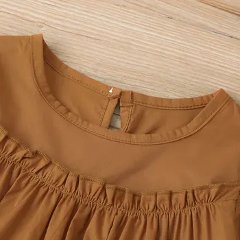 Мода деца baby girl дрехи, комплекти плътен цвят раффлед нова пролет есен с дълги ръкави топ + панталони панталони 2 бр. детски костюм