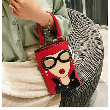 Мода кожен пакет жени чанта на дизайнер на забавни анимационни герои съединител малки чанти за рамо Дама летни портмонета и чанти
