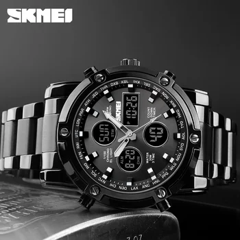 Мода мъжки ръчен часовник SKMEI часовници Спорт цифрови гривна 3 времето за обратно отброяване мъжки часовник от неръждаема стомана часовник мъжки бизнес