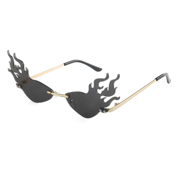 Мода огън, пламък слънчеви очила марка дизайн жени Cat Eye Sunglass луксозни слънчеви очила без рамки Очила с UV400 нюанси Oculos de sol
