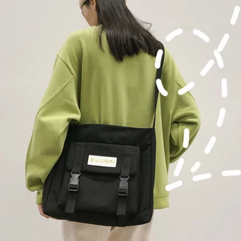Мода плътен цвят платно едно рамо чанта корея, по-голям капацитет дамска чанта 2020 нови продукти студентите Crossbody чанта книга чанта