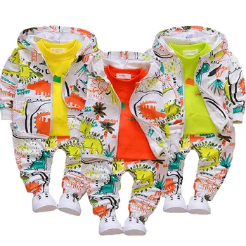 Мода пролет и есен Детски дрехи костюм момче дрехи, определени момиче карикатура детски яке тениска панталони 3 бр. деца ежедневни облекла