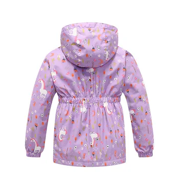 Мода пролет с качулка печат руно детско палто детски якета за момичета водоустойчив Детски връхни облекла, детски облекла за 100-150 см