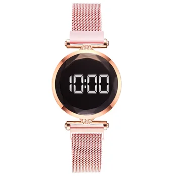 Мода розово злато Дама цифров часовник минимализъм просто случаен кварцов дамски часовник лесно Магнит обтегач ученик в час