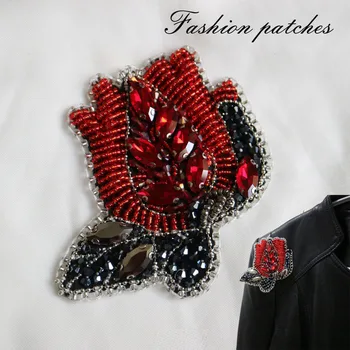 Мода цвете сърцето лепенки за облекло DIY шият планински кристал, пайети parches апликация украса знак parches за дрехи
