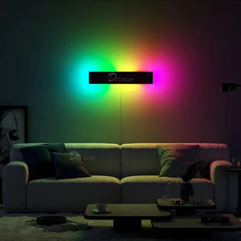 Модерен RGB LED монтиран на стената лампа, за декорация на хола цветни спални нощни стенни лампи с трапезария и вътрешно осветление Затемняемые светлини