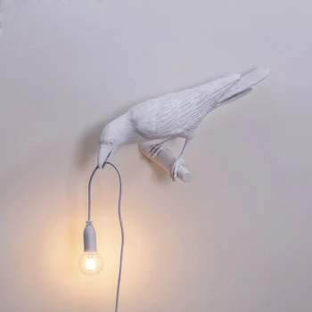 Модерен Seletti Bird Лампа Nordic Led Настолна Лампа От Смола Врана Настолна Лампа Спалня Стенни Аплици Хол, Кухня Светлини Таван Лампа