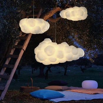 Модерен бял плаващ облак, висящ лампа за спални хол кърпа магазин, ресторант вътрешно осветление декор E27 база