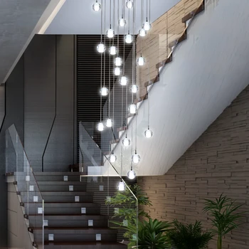 Модерен проста стъклена топка led полилей закрит вила хол стълба за осветление лобито на хотела клуб декор висящи лампи