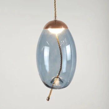 Модерен таванско помещение промишлен лампа синя стъклена окачена лампа LED art deco Nordic white hanglamp за дневна кухня спалня салон