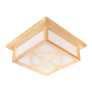 Модерна квадратна повърхност за монтаж дъб PVC lamparas de techo home wooden led тавана лампа за дневна спалня