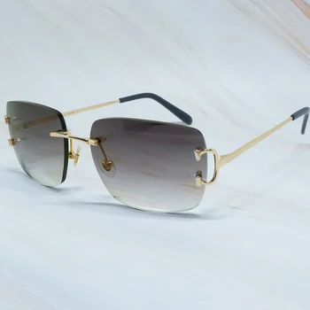 Модерни Мъжки Слънчеви Очила Без Рамки Carters Glasses Square Luxury Designer Brand Big C Shades Празнична Украса Популярни Слънчеви Очила