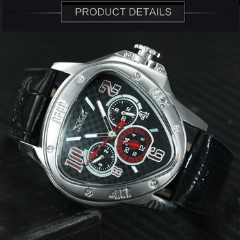 Модни луксозни мъжки автоматично механични ръчни часовници Top Brand Jarajar Leather Triangle мъжки 3 под-на циферблата 6 ръце reloj hombre