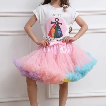 Момиче пакетче пола балерина Pettiskirt пухкави детската дете балет Принцеса тюл облекло парти за рожден ден костюм за танц 1-10Y