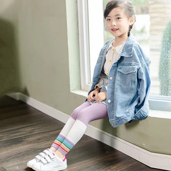 Момичета, детски меки шарени чорапогащи момиче чорапогащи от памук котка деца сладък отглеждане на детски дрехи