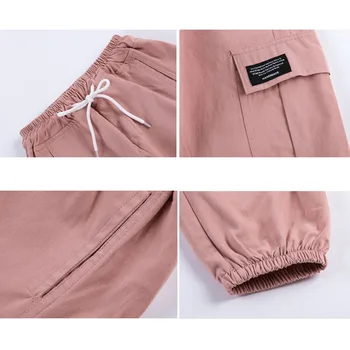Момичета панталони-карго 2021 Нова детски дрехи 4-13Т есен плътен цвят на децата памук панталони тийнейджърката облекло еластичен колан панталони-cargo