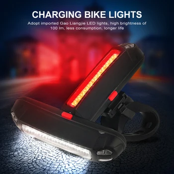 Мотор задна светлина 6 режим, USB зареждане под наем led светлина водоустойчив задна светлина нощен Колоездене МТВ велосипед сигурността на сигналните светлини QM