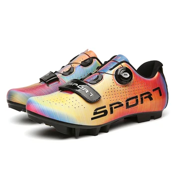 МТВ велосипедна обувки мъжете Spd Sport Bike маратонки цветни професионални пътни велосипедни обувки дишащи самоблокирующиеся велосипедни маратонки
