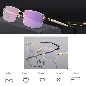 Мъжете Бизнес Стил Половината Рамки Очила Са Късогледи Очила Чист Титан Слънчеви Очила Рамка Новият Пристигането На Правоъгълни Очила