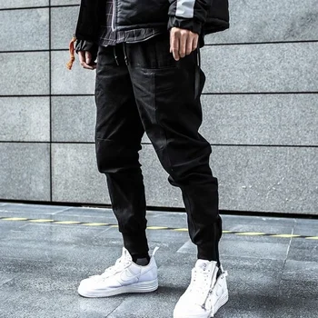 Мъжете Лента Цвят Черен Блок Джоба На Панталоните-Карго 2019 Харем Пътеки Harajuku Спортни Панталони Хип-Хоп Панталони